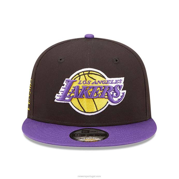 FFTN2111 New Era boné snapback 9fifty preto com patch da equipe la lakers