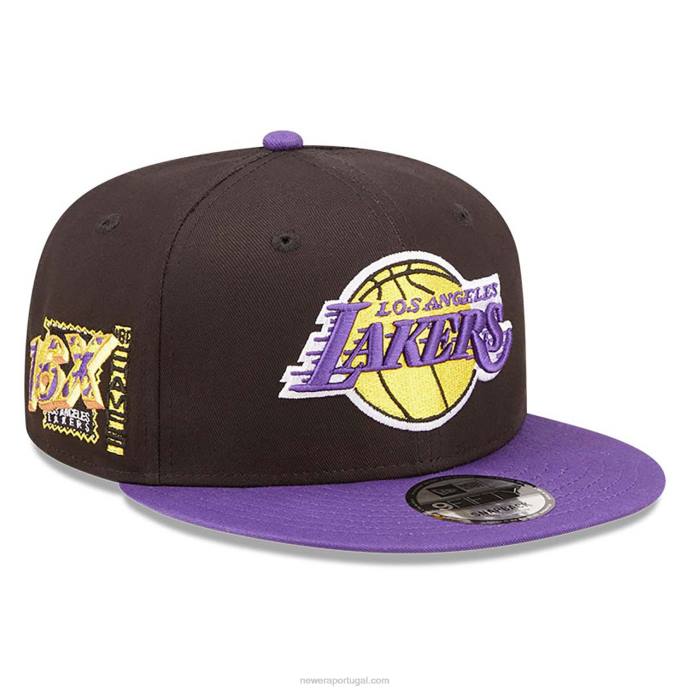 FFTN2111 New Era boné snapback 9fifty preto com patch da equipe la lakers