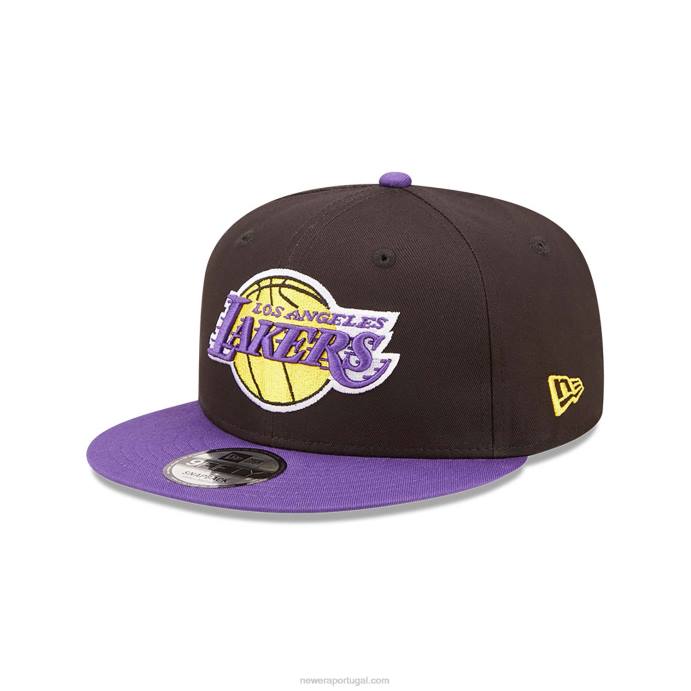 FFTN2111 New Era boné snapback 9fifty preto com patch da equipe la lakers
