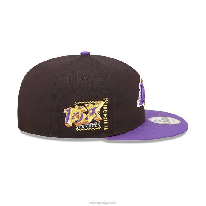 FFTN2111 New Era boné snapback 9fifty preto com patch da equipe la lakers