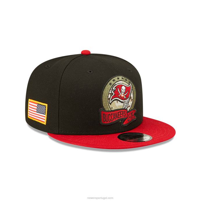 FFTN2116 New Era Tampa Bay Buccaneers nfl saudação ao serviço boné preto 9fifty snapback