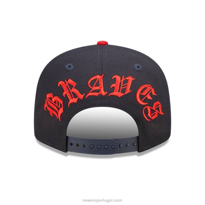 FFTN2131 New Era Boné snapback Atlanta Braves MLB Black Letter Arch Navy 9Fifty