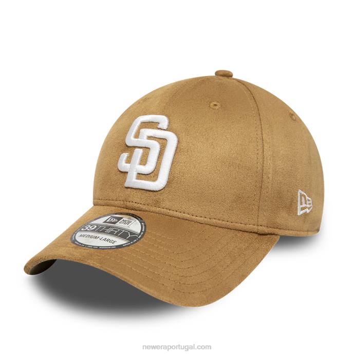 FFTN2157 New Era San Diego Padres Faux Suede Tan Boné 39thirty Stretch Fit