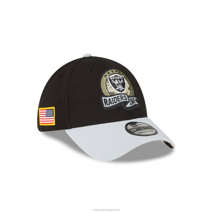 FFTN2163 New Era las vegas raiders nfl salute to service boné preto 39thirty stretch fit
