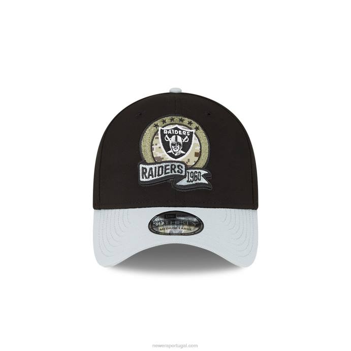 FFTN2163 New Era las vegas raiders nfl salute to service boné preto 39thirty stretch fit