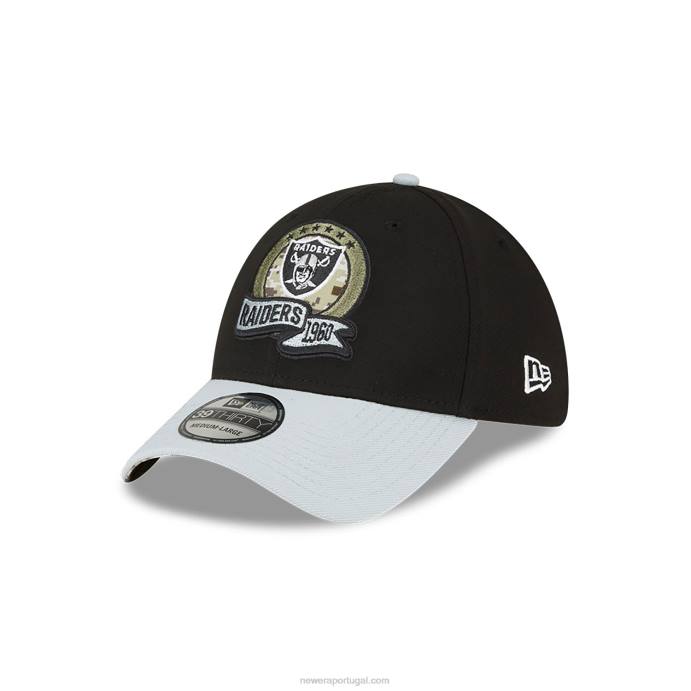 FFTN2163 New Era las vegas raiders nfl salute to service boné preto 39thirty stretch fit