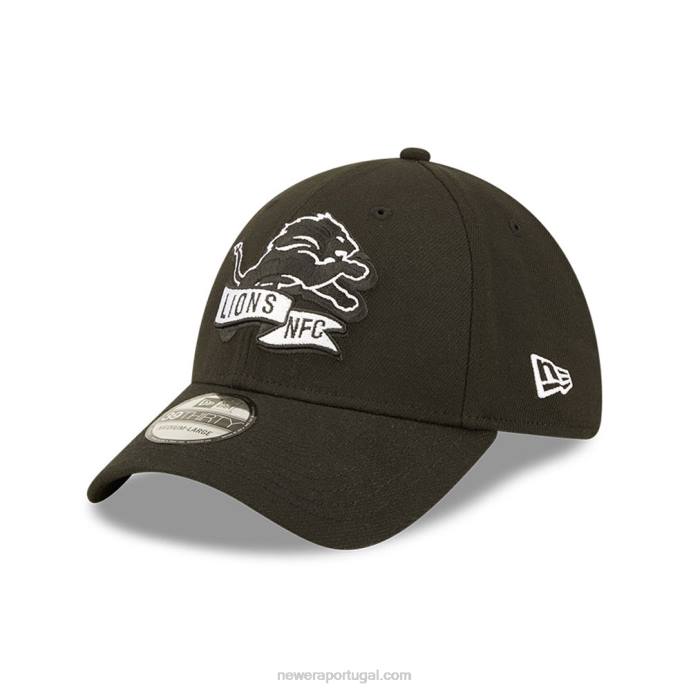 FFTN2164 New Era boné detroit lions nfl sideline 2022 preto 39thirty stretch fit