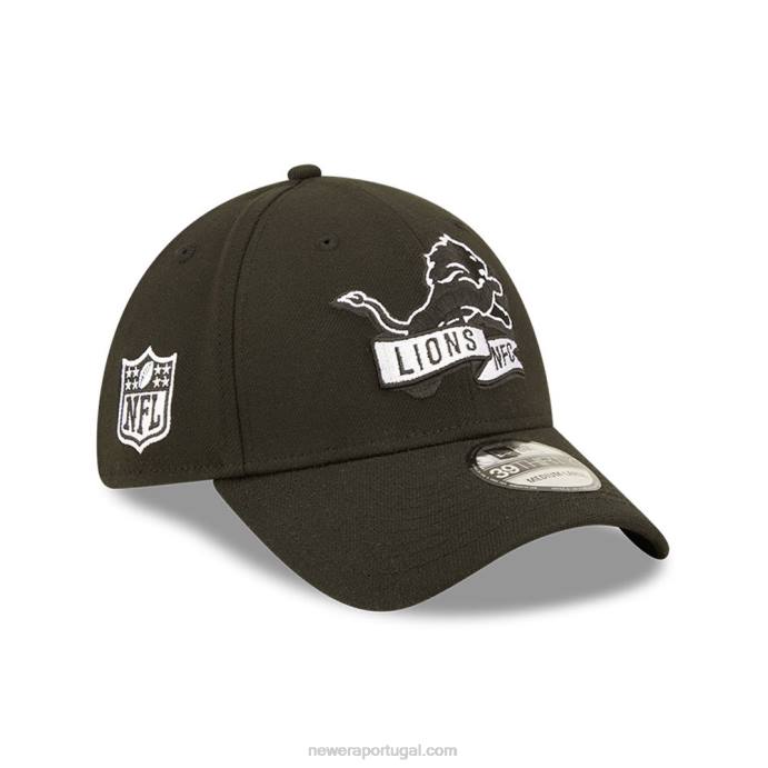 FFTN2164 New Era boné detroit lions nfl sideline 2022 preto 39thirty stretch fit