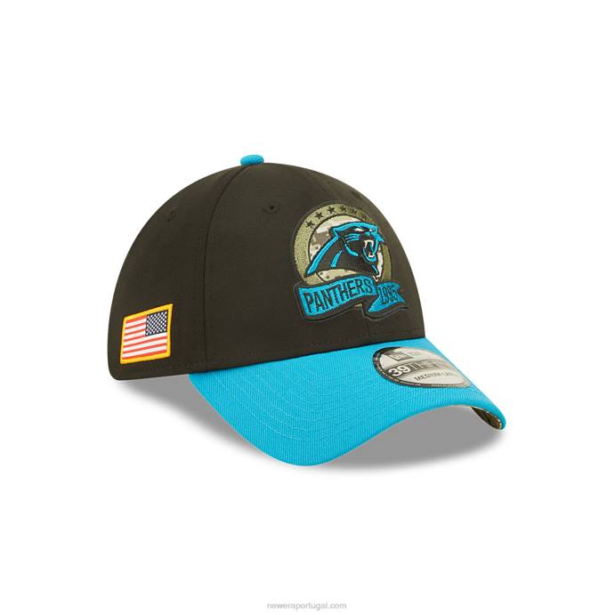 FFTN2166 New Era carolina panthers nfl salute to service boné preto 39thirty stretch fit
