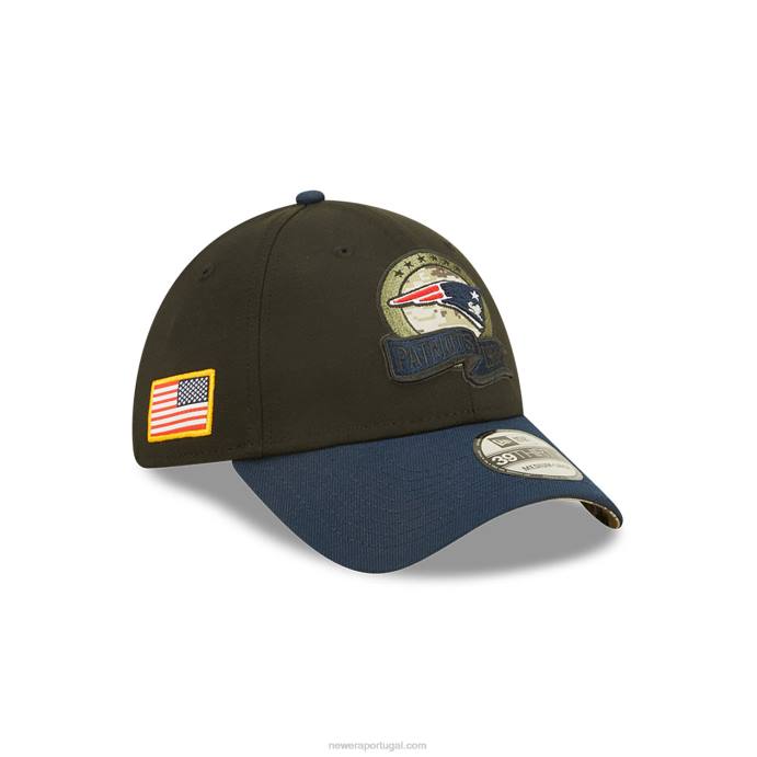 FFTN2169 New Era new england patriots nfl salute to service boné preto 39thirty stretch fit