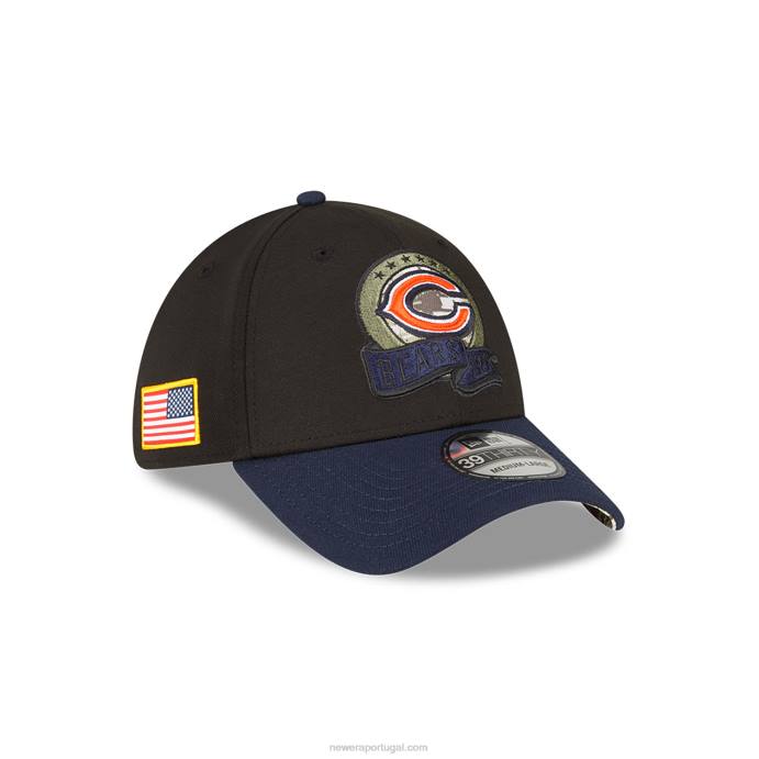 FFTN2172 New Era chicago bears nfl salute to service boné preto 39thirty stretch fit