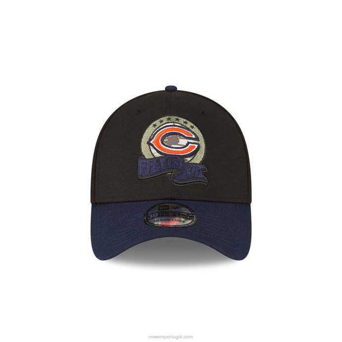 FFTN2172 New Era chicago bears nfl salute to service boné preto 39thirty stretch fit