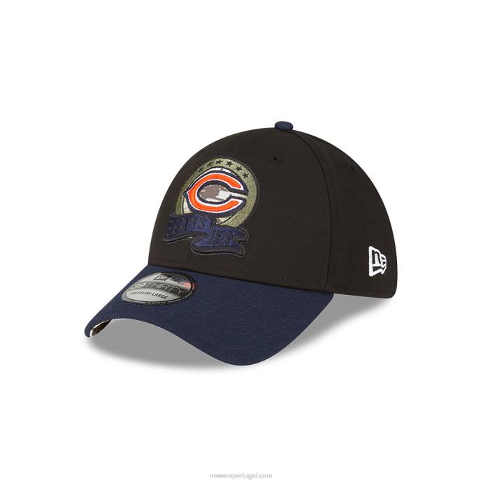 FFTN2172 New Era chicago bears nfl salute to service boné preto 39thirty stretch fit