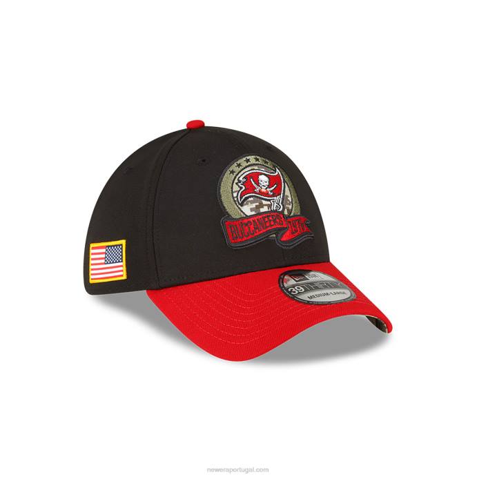 FFTN2175 New Era tampa bay buccaneers nfl salute to service boné preto 39thirty stretch fit