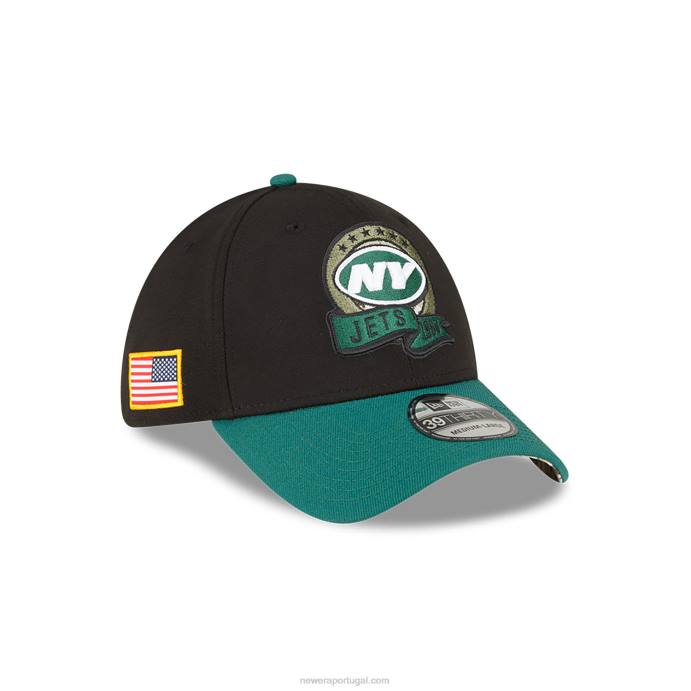 FFTN2178 New Era new yorks jets nfl salute to service boné preto 39thirty stretch fit