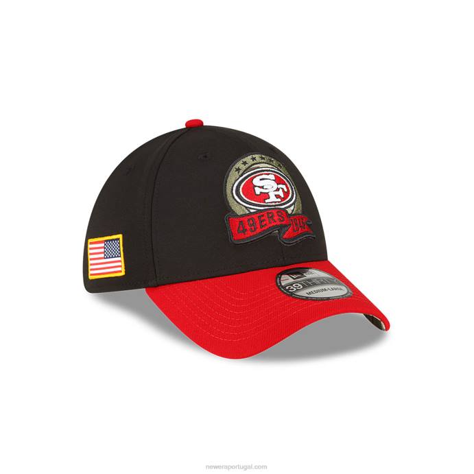 FFTN2181 New Era san francisco 49ers nfl salute to service boné preto 39thirty stretch fit