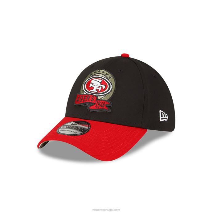 FFTN2181 New Era san francisco 49ers nfl salute to service boné preto 39thirty stretch fit
