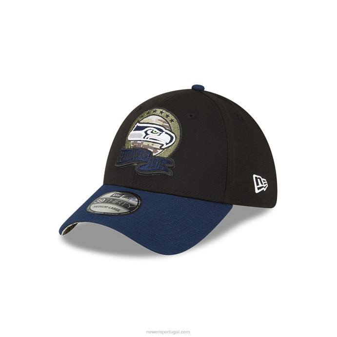 FFTN2184 New Era seattle seahawks nfl salute to service boné preto 39thirty stretch fit