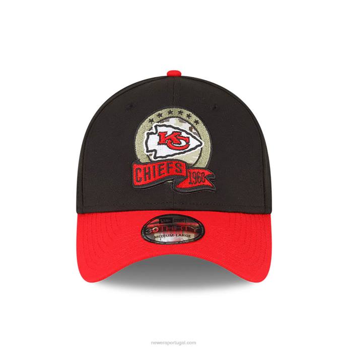 FFTN2187 New Era kansas city chiefs nfl salute to service boné preto 39thirty stretch fit