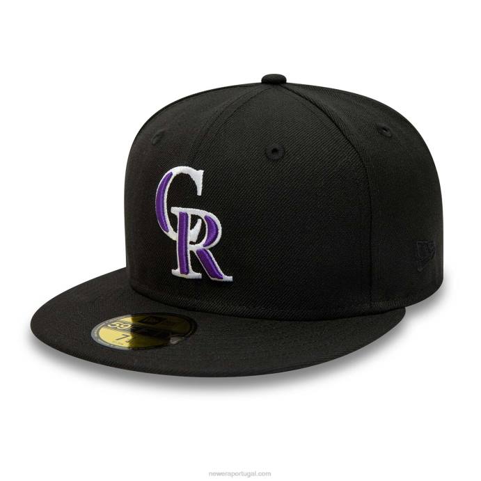 FFTN21 New Era boné justo preto 59fifty de lã premium colorado rockies