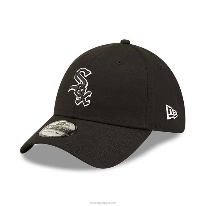 FFTN2203 New Era Boné Chicago White Sox Team Outline Black 39thirty Stretch Fit