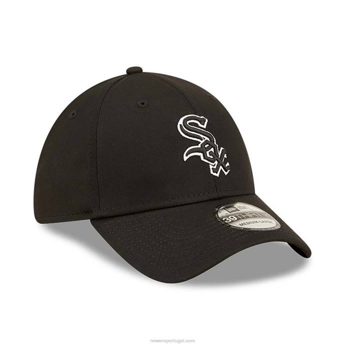 FFTN2203 New Era Boné Chicago White Sox Team Outline Black 39thirty Stretch Fit