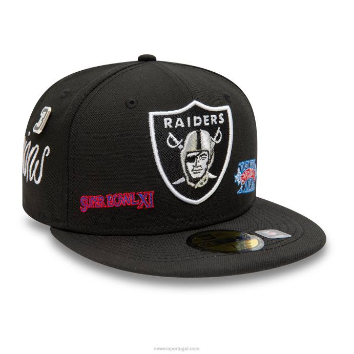 FFTN220 New Era boné justo las vegas raiders historic champs preto 59fifty