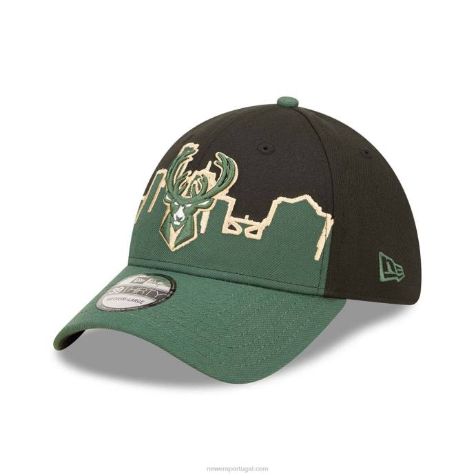 FFTN2210 New Era boné milwaukee bucks nba tip off 2022 preto 39thirty stretch fit