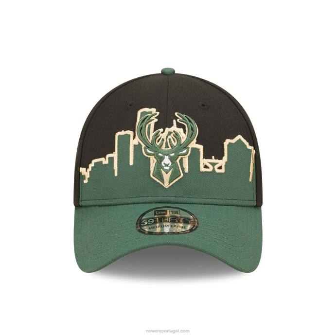 FFTN2210 New Era boné milwaukee bucks nba tip off 2022 preto 39thirty stretch fit