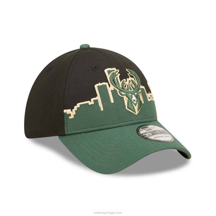 FFTN2210 New Era boné milwaukee bucks nba tip off 2022 preto 39thirty stretch fit
