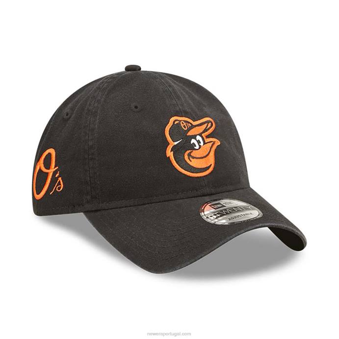 FFTN2217 New Era boné ajustável baltimore orioles team patch preto 9twenty