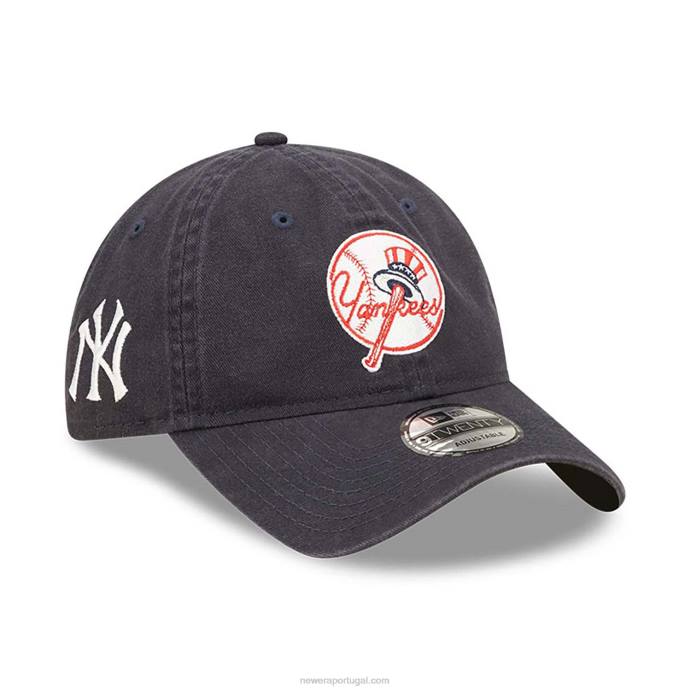 FFTN2220 New Era boné ajustável New York Yankees Team Patch Blue 9Twenty