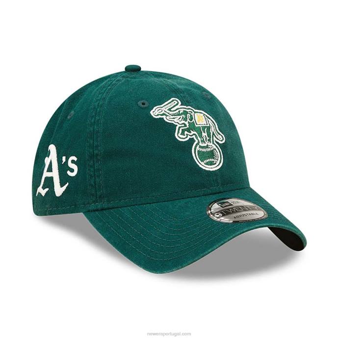 FFTN2223 New Era Boné ajustável Oakland Athletics Team Patch Green 9Twenty
