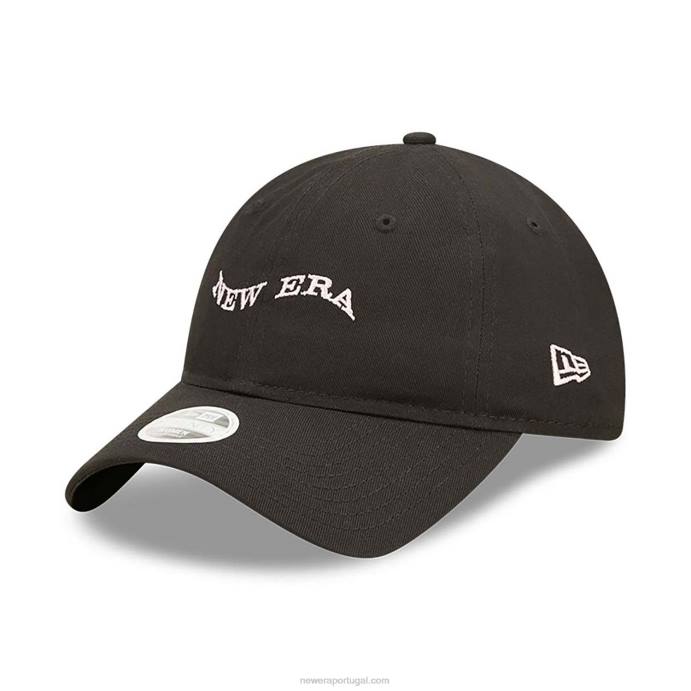 FFTN2229 New Era Boné ajustável feminino wave logo preto 9twenty