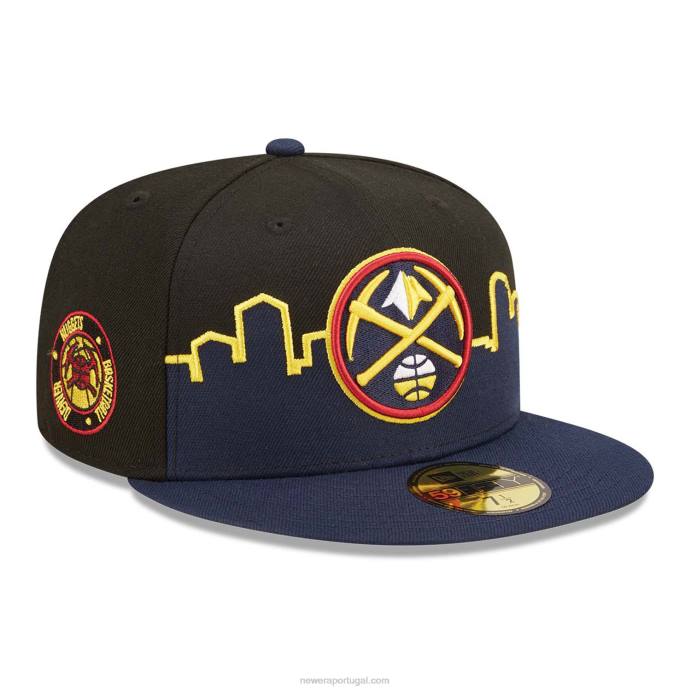 FFTN222 New Era boné denver nuggets nba tip off 2022 preto 59fifty