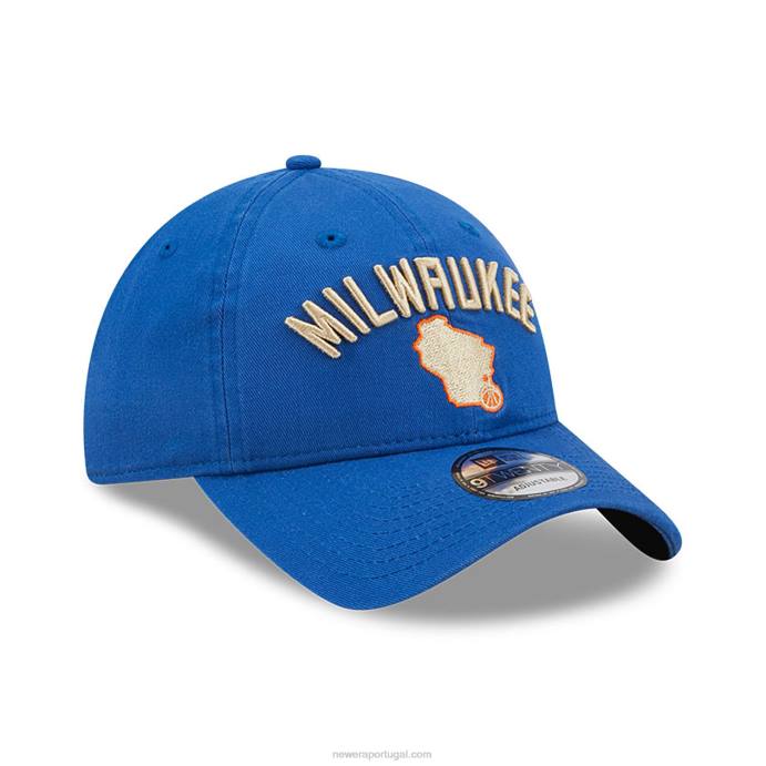 FFTN2231 New Era boné ajustável milwaukee bucks authentics city edition azul 9twenty