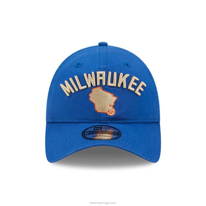 FFTN2231 New Era boné ajustável milwaukee bucks authentics city edition azul 9twenty