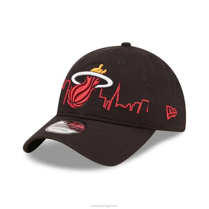 FFTN2255 New Era boné ajustável miami heat nba tip off 2022 preto 9twenty
