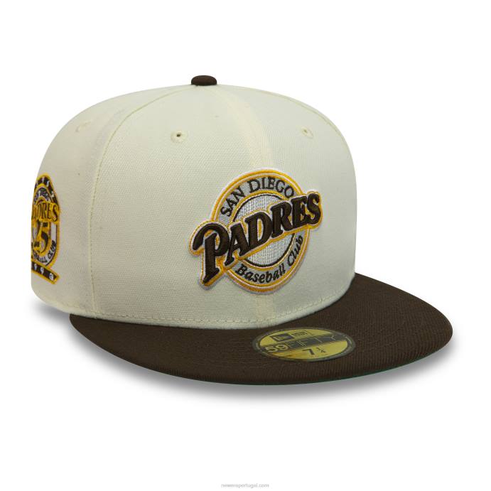 FFTN225 New Era san diego padres boné cromado branco 59fifty