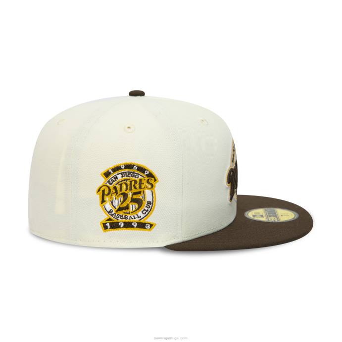 FFTN225 New Era san diego padres boné cromado branco 59fifty
