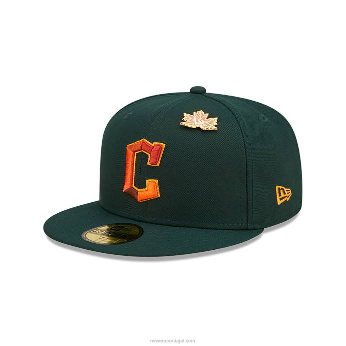 FFTN226 New Era boné justo cleveland guardiões folhoso verde escuro 59fifty