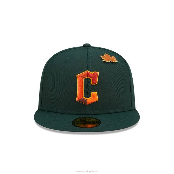 FFTN226 New Era boné justo cleveland guardiões folhoso verde escuro 59fifty