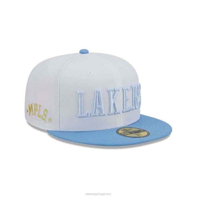 FFTN22 New Era Boné clássico 59fifty branco la lakers nba
