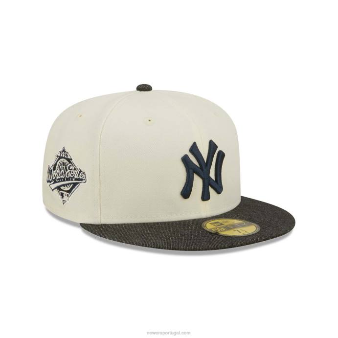 FFTN230 New Era boné New York Yankees mlb preto denim cromado branco 59fifty