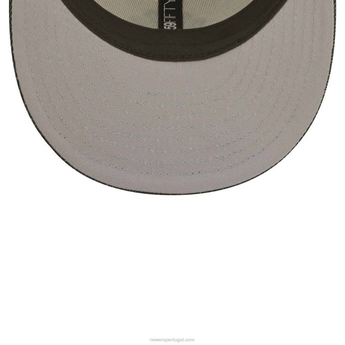 FFTN230 New Era boné New York Yankees mlb preto denim cromado branco 59fifty