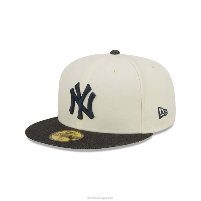 FFTN230 New Era boné New York Yankees mlb preto denim cromado branco 59fifty