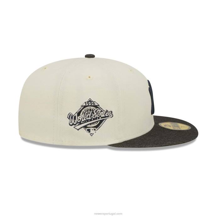 FFTN230 New Era boné New York Yankees mlb preto denim cromado branco 59fifty
