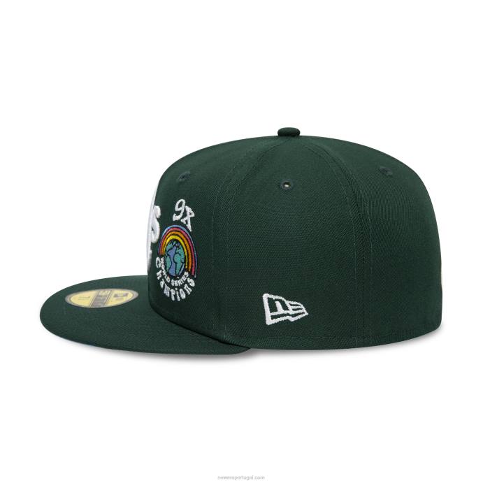 FFTN233 New Era Boné Oakland Athletics Groovy Verde Escuro 59Fifty