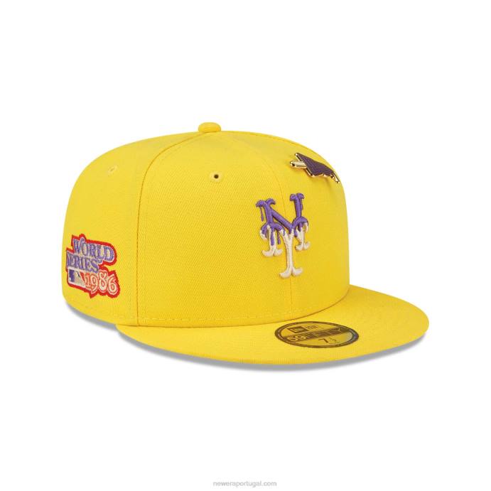 FFTN234 New Era New York Mets Icy Pop Boné Amarelo Brilhante 59Fifty