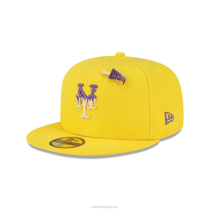 FFTN234 New Era New York Mets Icy Pop Boné Amarelo Brilhante 59Fifty